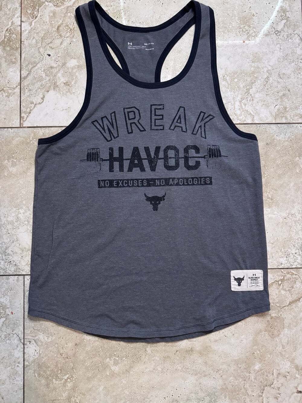 Women’s Under Armour Project Rock Wreak Havoc Tank Top Size SM Gray
